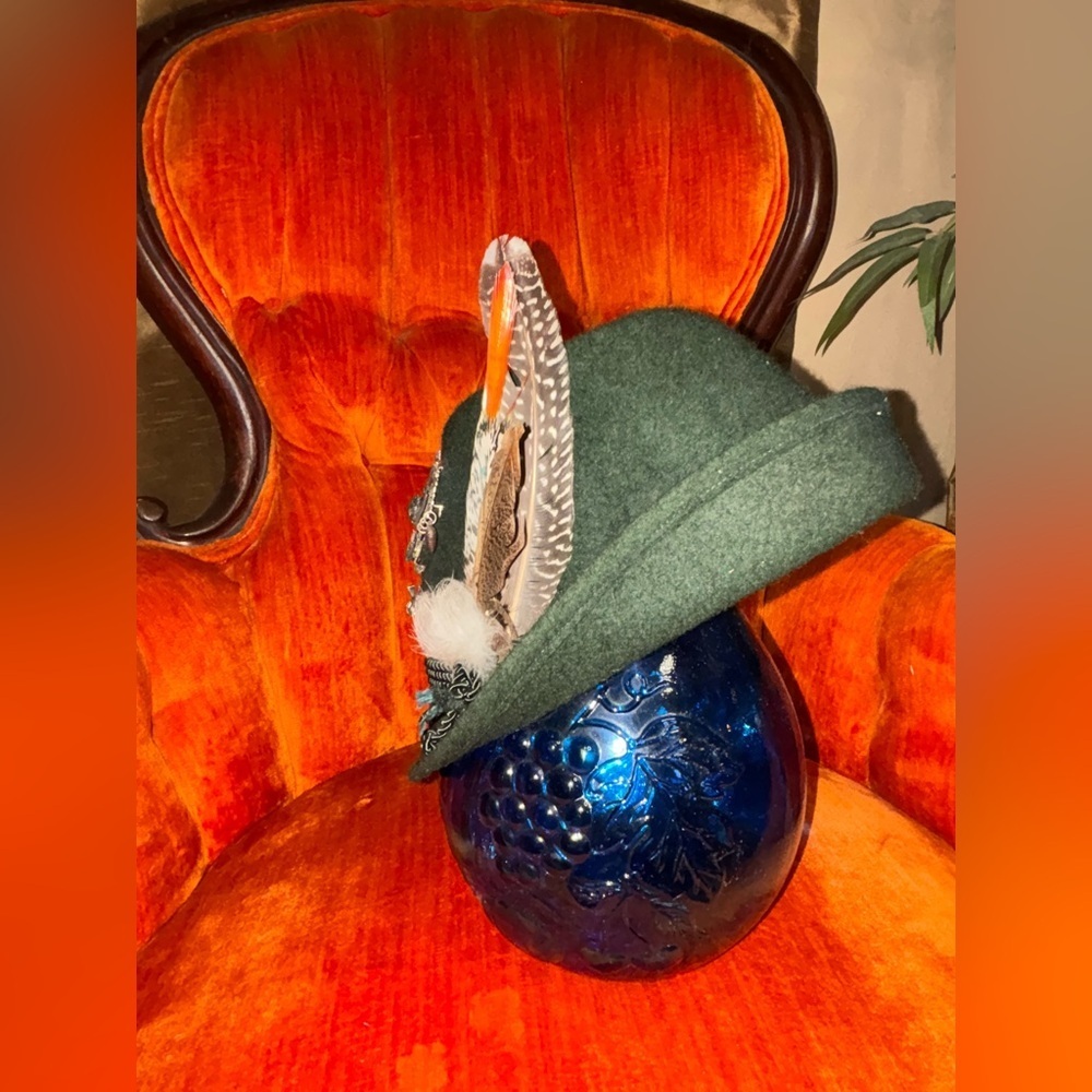 Vintage Wool Green Capa Oktoberfest-fest Original Bavarian hunting hat. 55 - Picture 4 of 15